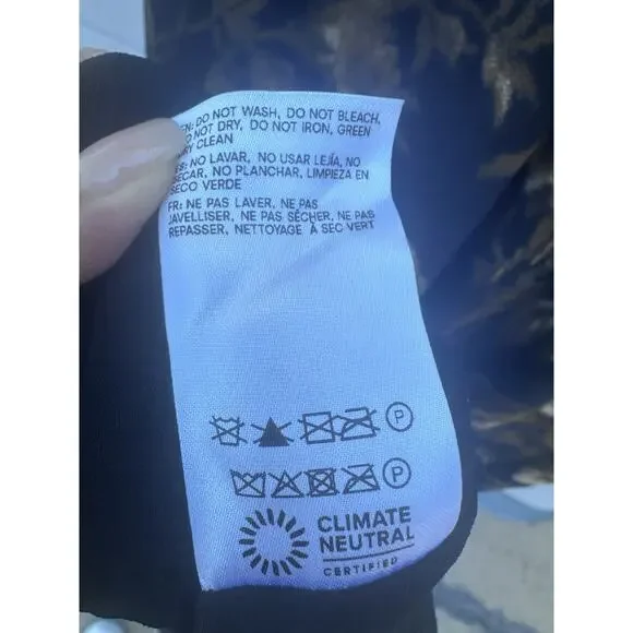 Reformation Irisa Black Floral Midi Dress Size 8 Ruffle Hem Lace Trim Grand Dame - Picture 15 of 16